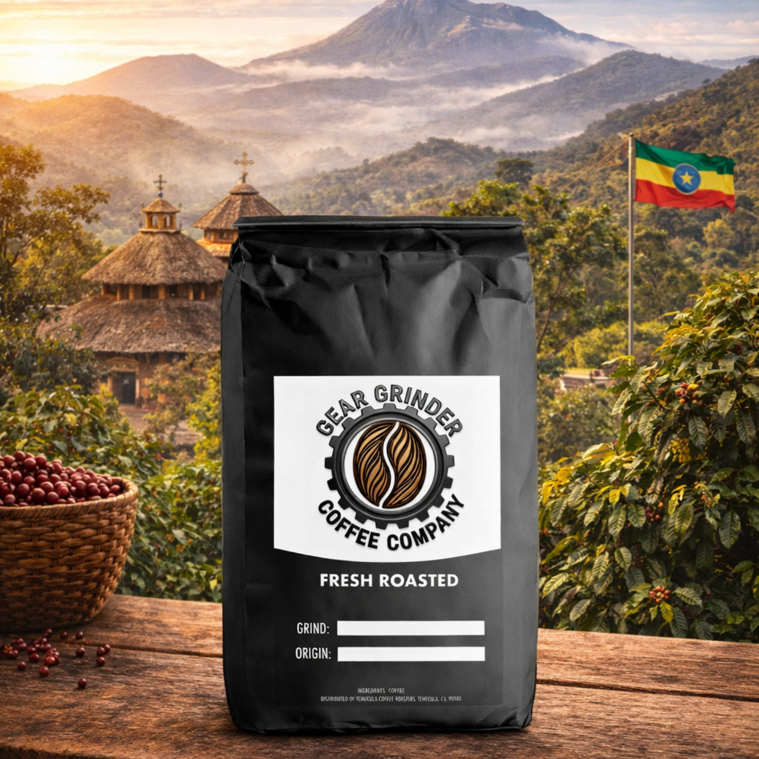 Ethiopia Natural - Ethiopian Sidama coffee, medium-light roast, milk chocolate, fruity, caramel.