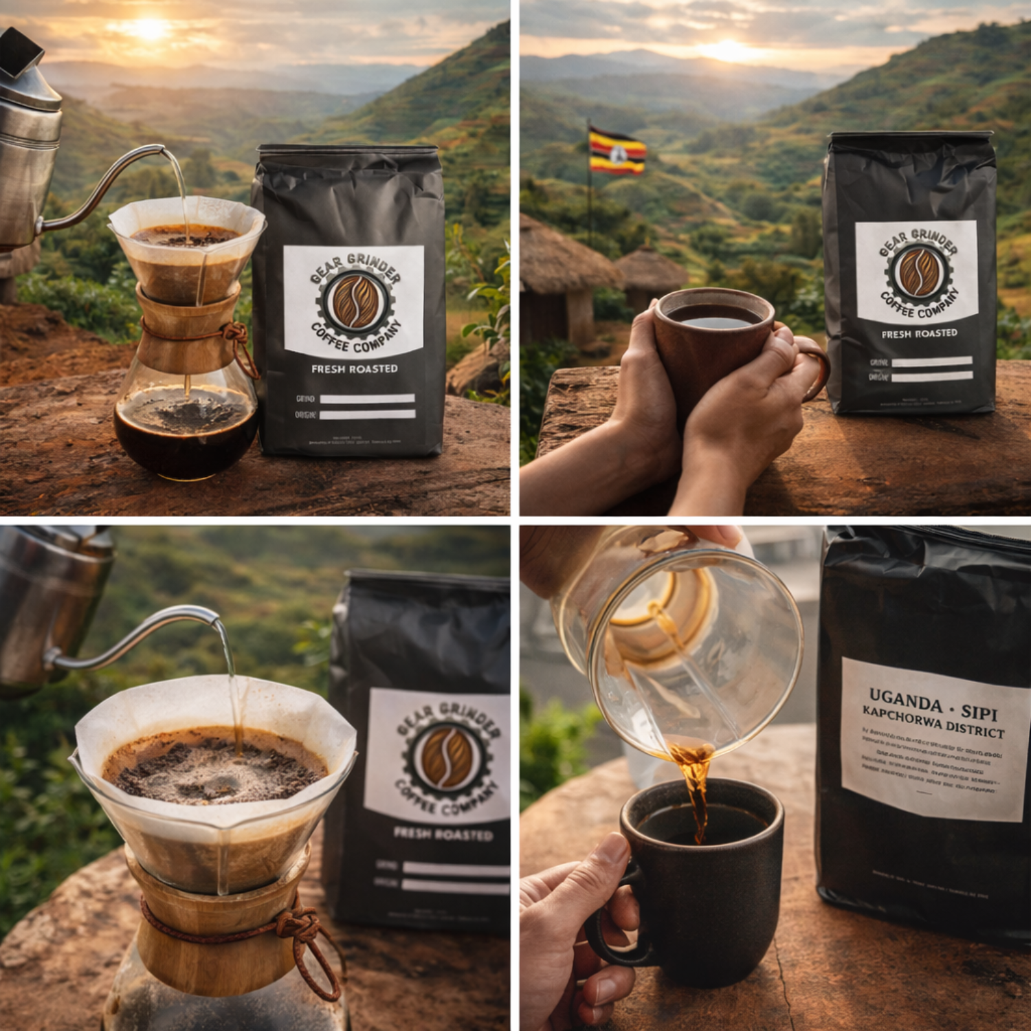 Fresh roasted Ugandan single origin coffee from Sipi with floral chocolate notes enjoyed outdoors