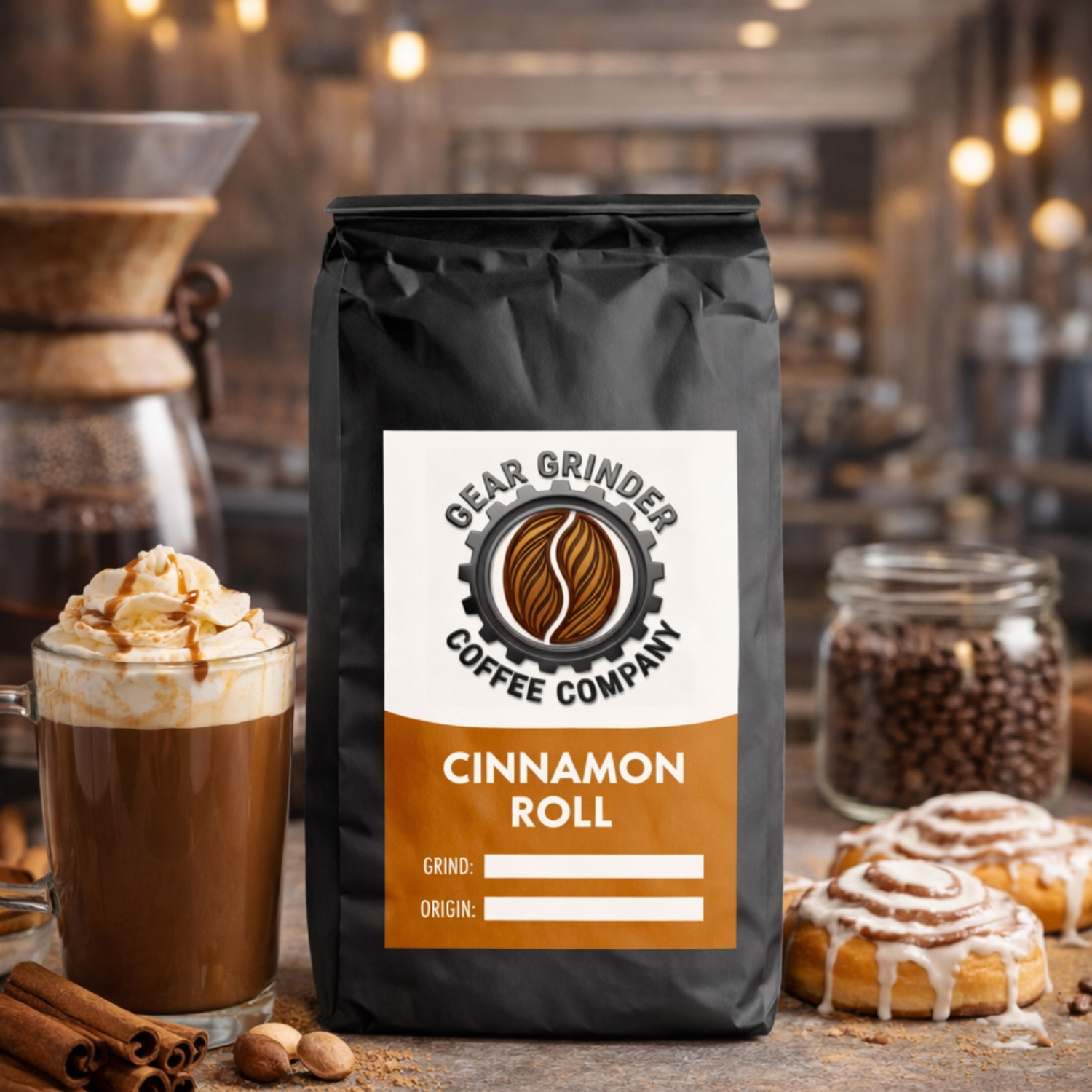 Cinnabun - Cinnamon roll flavored medium roast coffee with rich aroma.
