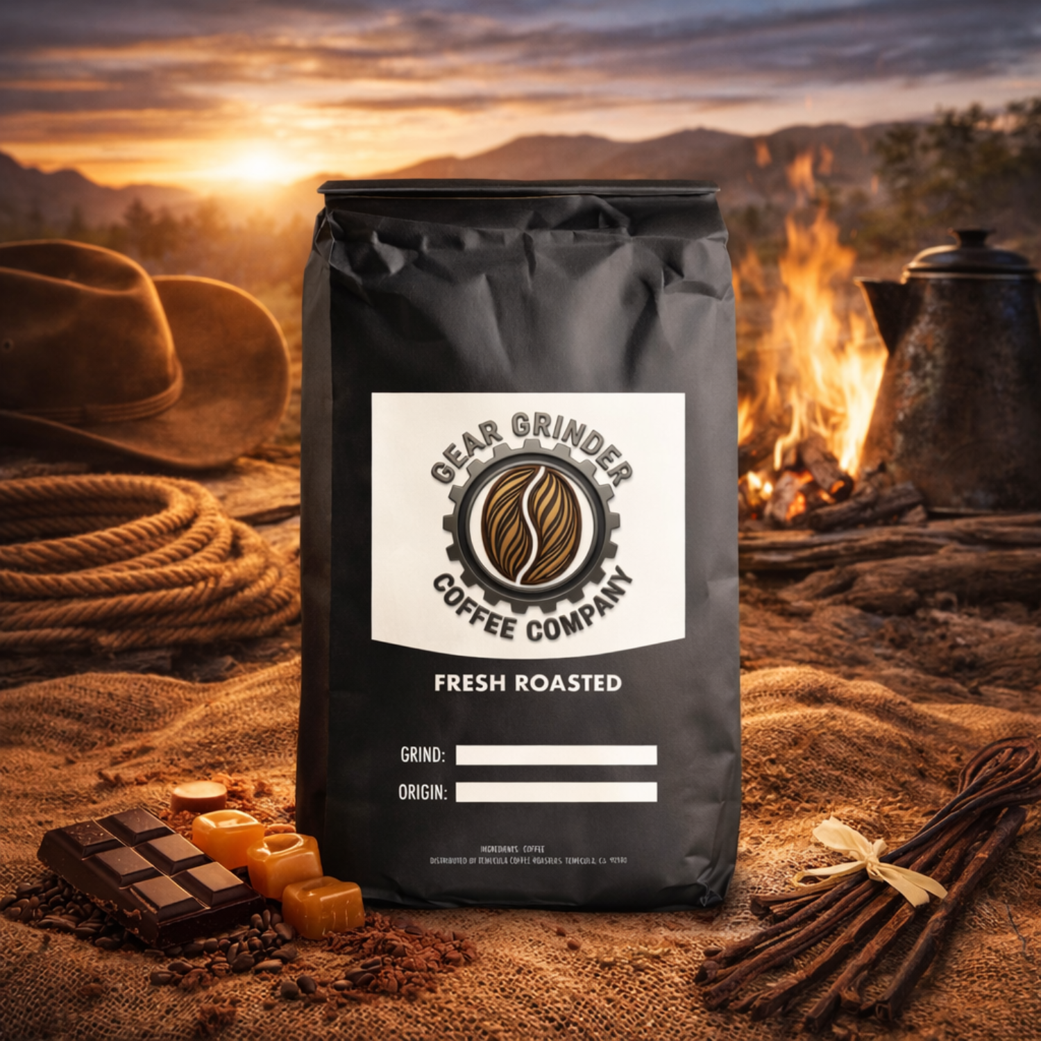 Cowboy Blend - Cowboy coffee blend with bold cocoa caramel vanilla rugged flavor