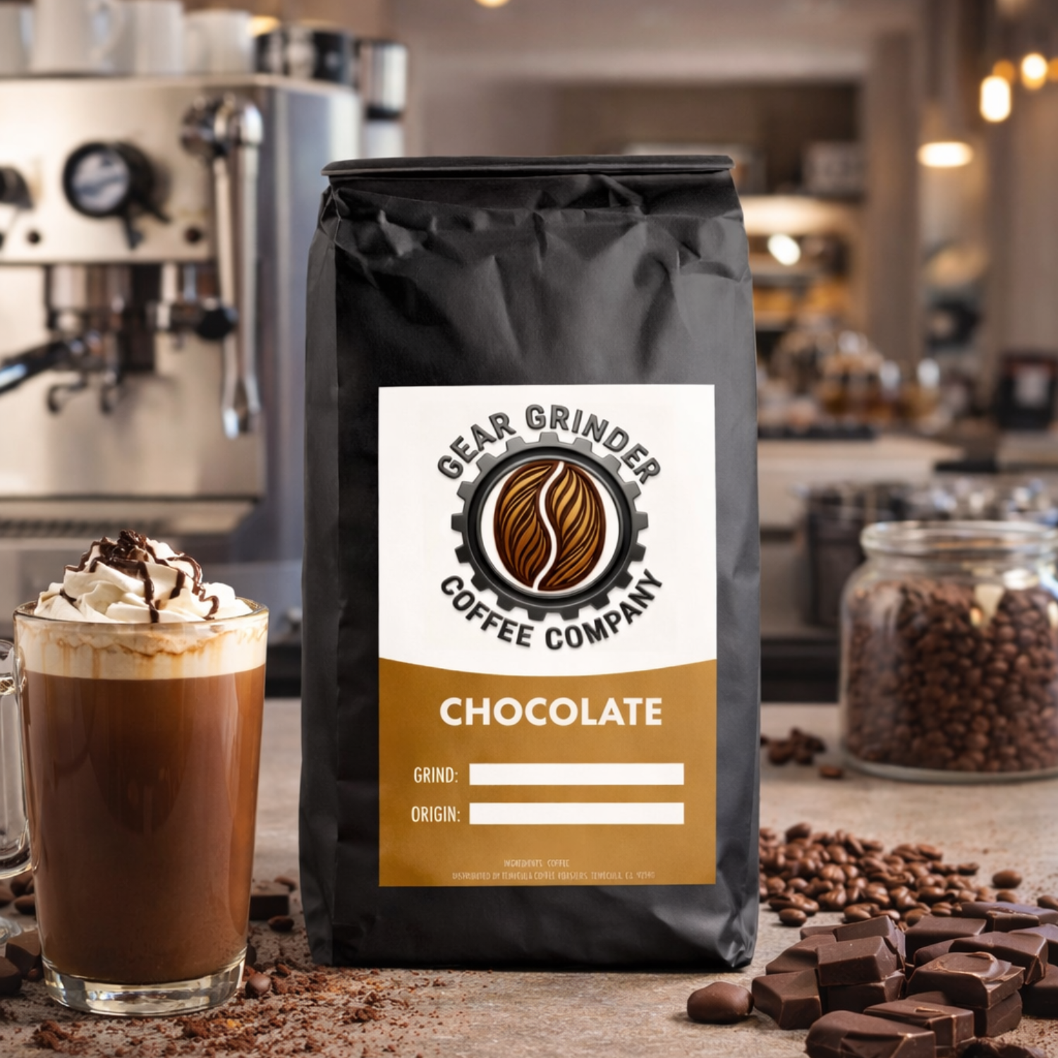 Mocha - Medium roast chocolate flavored Arabica coffee all-natural decadence.
