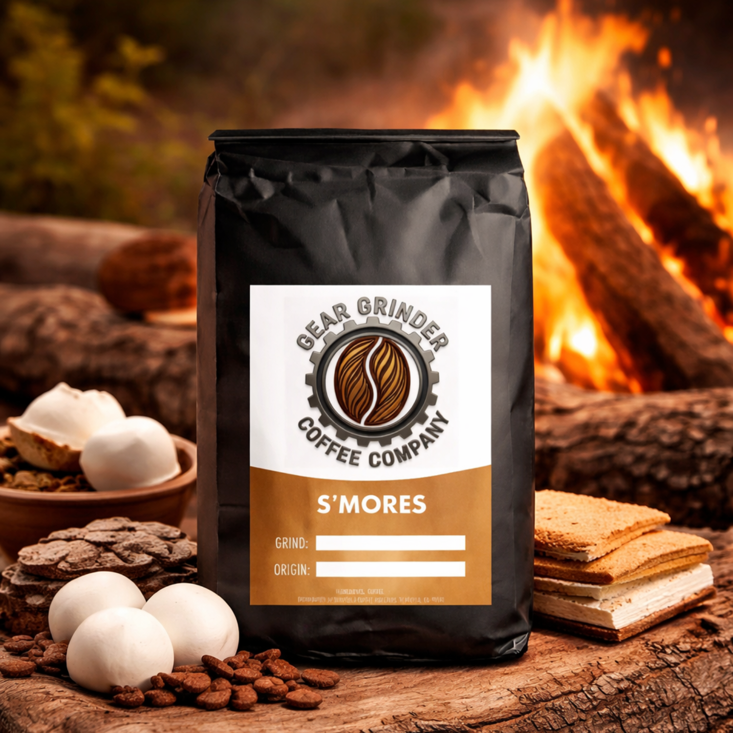S'mores - S’mores flavored coffee blend with chocolate marshmallow graham notes.