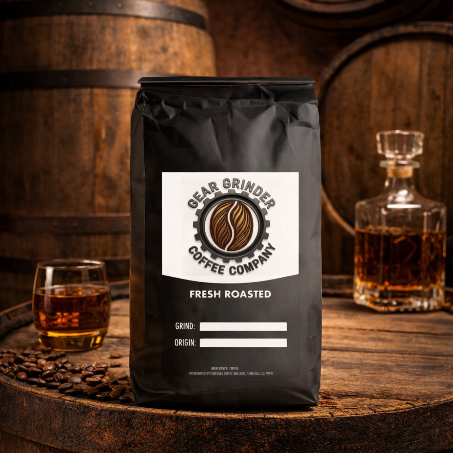 Whiskey Barrel Aged - Single origin Guatemalan bourbon barrel aged coffee with rich depth.